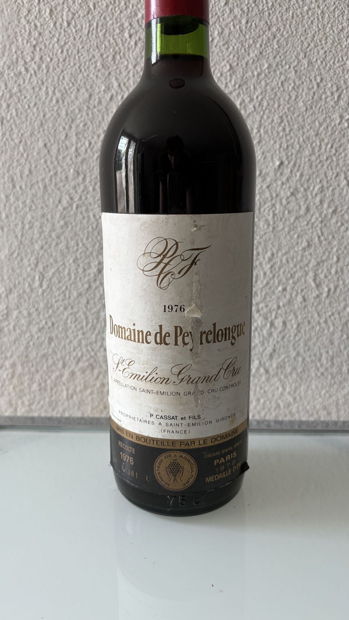 Domaine de Peyrelongue 1976 – Saint-Émilion Grand Cru – Médaille d'Or Paris 1978